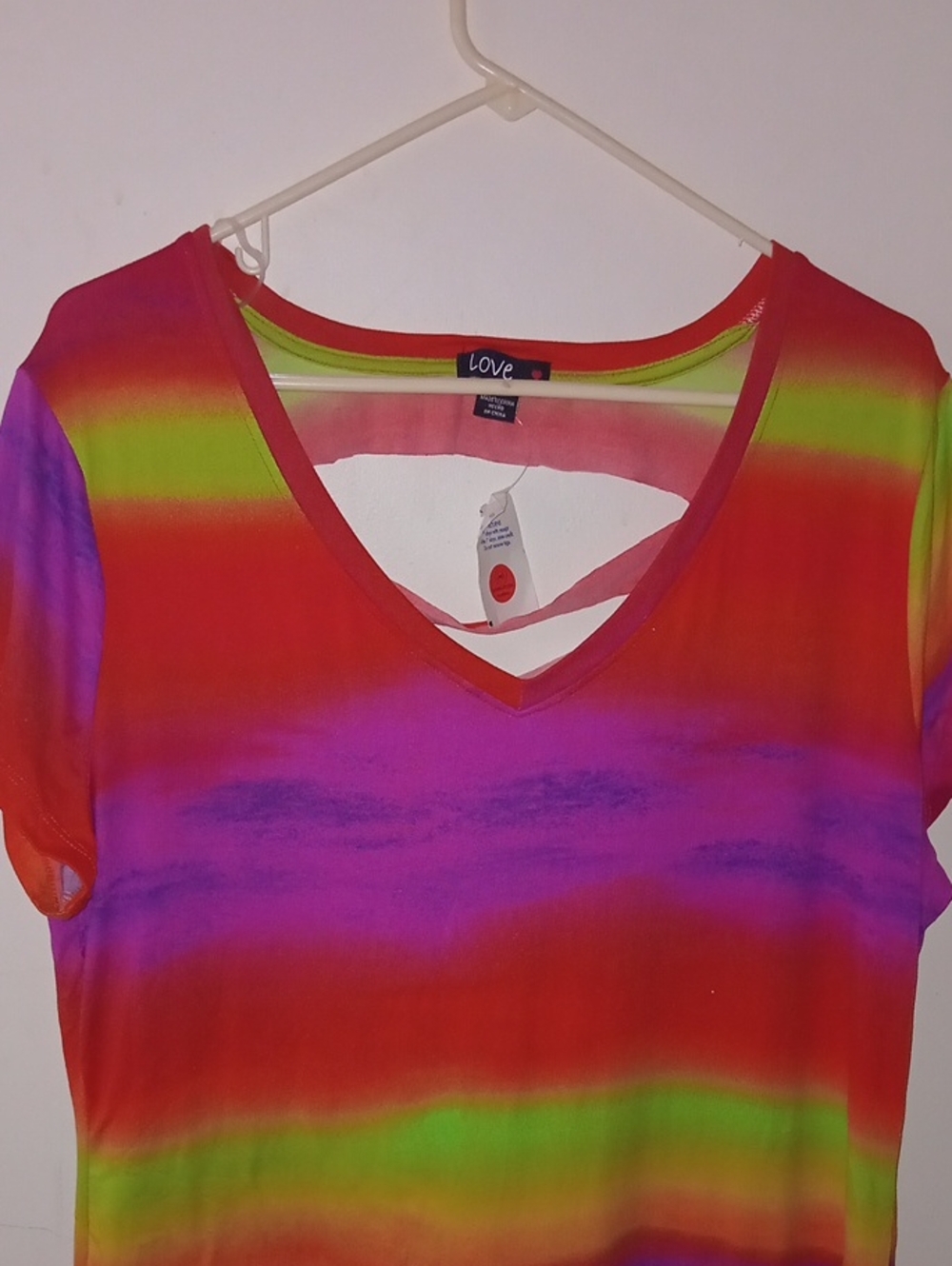 Love V-Neck Short Sleeve Top - Red, Pink, Purple, Lime Green